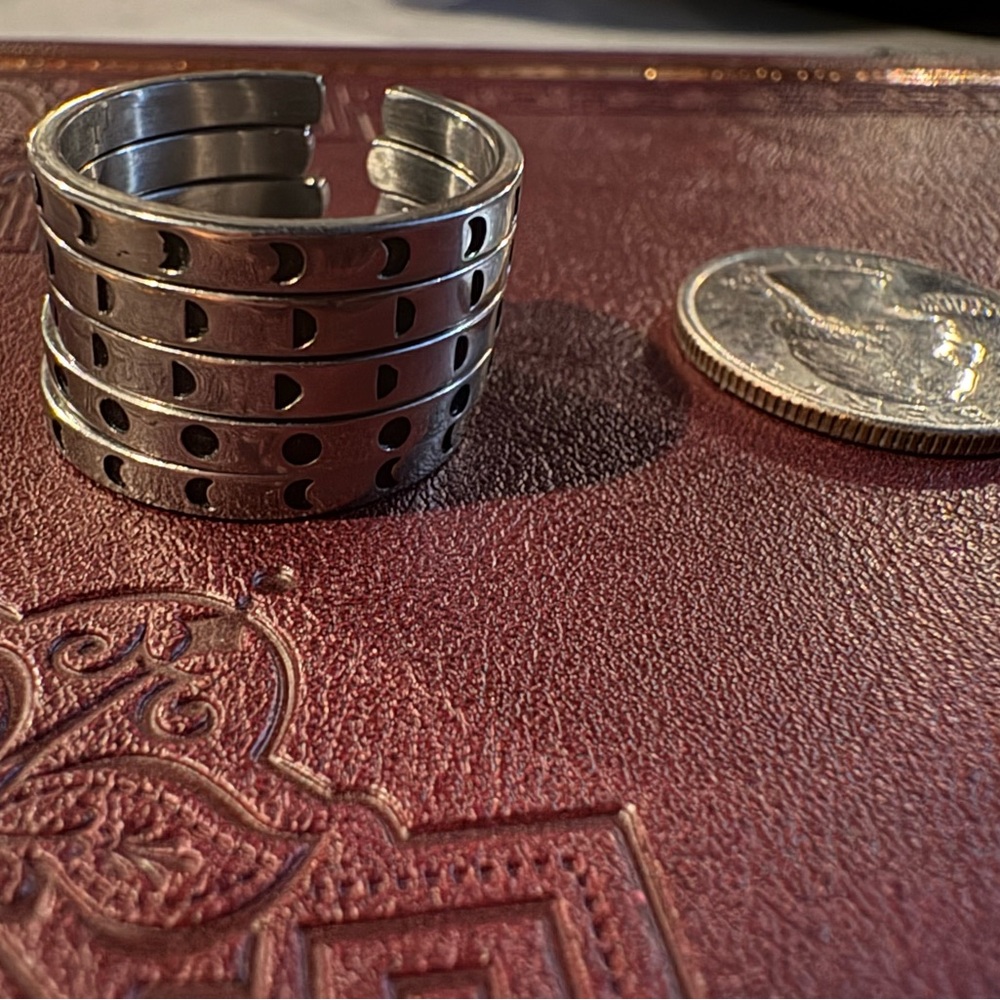 Evil pawn moon phase stacking rings set